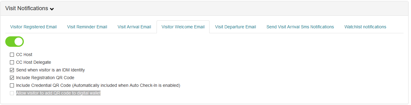Visitor Welcome Email
